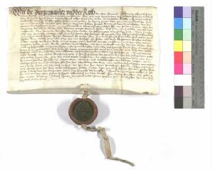 Bürgermeister und Rat der Stadt Gmünd verkaufen an den Apotheker Jakob Horn zu Gmünd 4 Gulden jährlichen Zins um 100 Gulden.