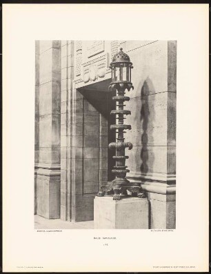 Neues Stadthaus, Berlin: Ansicht Kandelaber in der Halle (aus: Neubauten der Stadt Berlin, Bd. X, 1911)