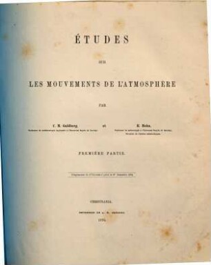 Études sur les mouvements de l'atmosphère