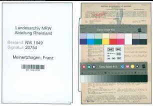 Entnazifizierung Franz Meinertzhagen , geb. 13.04.1884 (Lehrer)