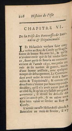 Chapitre VI. De la prise des Forteresses de Batecalou & Triquinimalé