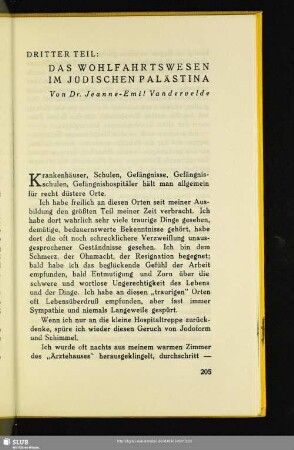 Dritter Teil: Das Wohlfahrtswesen Im Jüdischen Palästina