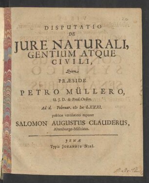 Disputatio De Iure Naturali, Gentium Atque Civili
