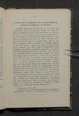 4. Pencz und die Wandmalereien in einem Hause in "Volkamers Lustgarten" in Nürnberg.