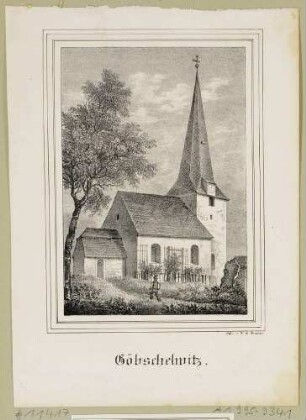 Die Kirche in Göbschelwitz nördlich von Leipzig (Leipzig-Göbschelwitz), aus Sachsens Kirchen-Galerie von Hermann Schmidt, Bd. 9, 1844