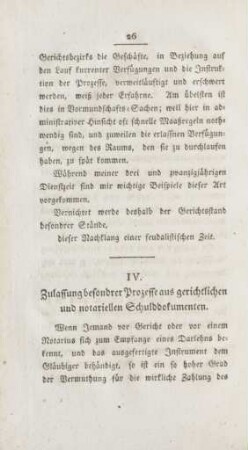 IV. Zulassung besonderer Prozesse aus gerichtlichen und notariellen Schulddokumenten
