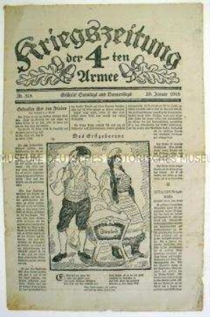 "Kriegszeitung der 4ten Armee" u.a. zum Friedensschluss mit Finnland