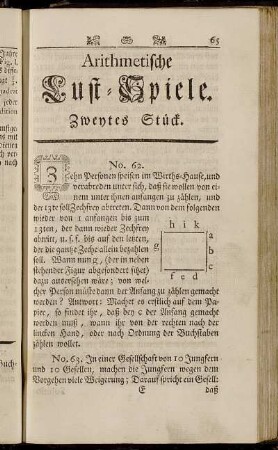 Arithmetische Lust-Spiele. Zweytes Stück.
