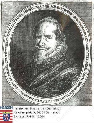 Moritz Prinz v. Nassau-Oranien, Statthalter der Niederlande (1567-1625) / Porträt in Medaillon, mit Umschrift, Brustbild