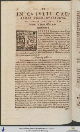 In Gaii Iulii Caesaris Commentariorum De Bello Gallico Henrici Glareani Annotationes In Librum III