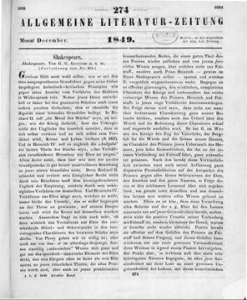 Gervinus, G. G.: Shakespeare. Bd. 2-3. Leipzig: Engelmann 1849 (Fortsetzung von Nr.273)