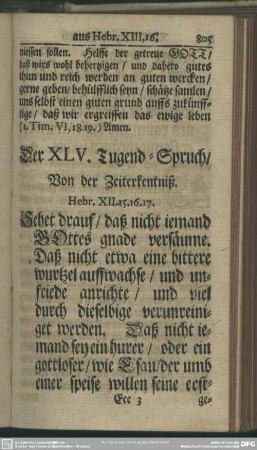 Der XLV. Tugend-Spruch, Von der Zeiterkentniß