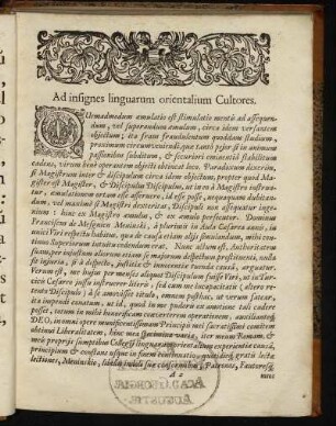 Ad insignes linguarum orientalium cultores