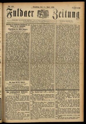 Ausgabe vom Samstag, den 11. Juni 1892.