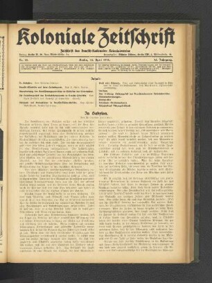 Nr. 15. Berlin, 10. April 1914. 15. Jahrgang.