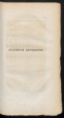 Algemeene beschriving