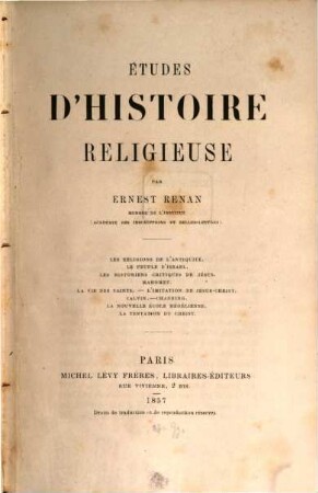 Études d'histoire religieuse