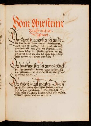 Vom Amt des obersten Zeugmeisters