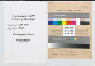 Entnazifizierung Grete Kloempken , geb. 27.11.1909 (Gastwirtin)