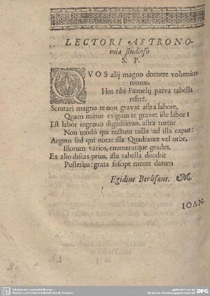 LECTORI ASTRONOMIAE studioso