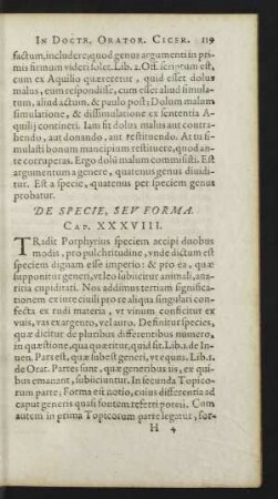 De Specie, Seu Forma. Cap. XXXVIII.