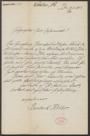 Brief an Ludwig Strecker  und B. Schott's Söhne : 19.06.1903