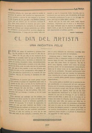 El día del artista : Una iniciativa feliz