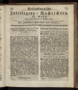 XL. Stück... den 6. Octobr. 1804 - XLIII. Stück... den 27. Octobr. 1804.