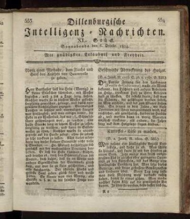 XL. Stück... den 6. Octobr. 1804 - XLIII. Stück... den 27. Octobr. 1804.