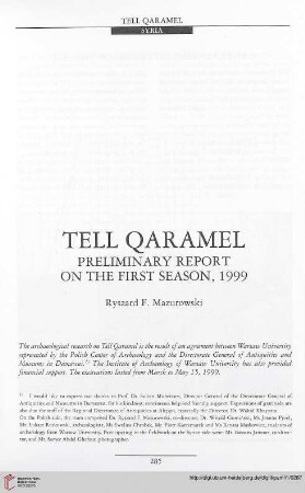 11: Tell Qaramel : preliminary report on the first season, 1999