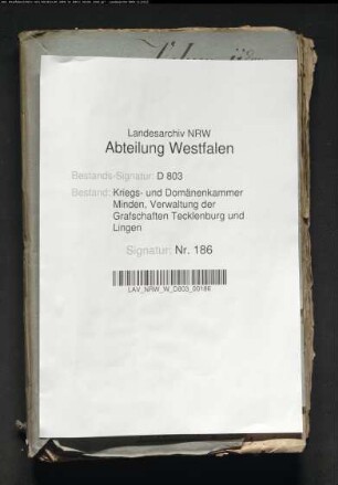 Revision und Verpachtung der Domänen in der Grafschaft Tecklenburg von 1741-1747