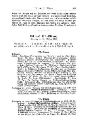 110. und 111. Sitzung. Dienstag den 28. Oktober 1919