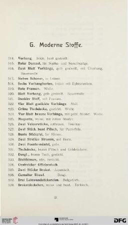 G. Moderne Stoffe (Nr. 514 - 543)