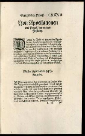 Von Appellationen und Proceß/ der andern Instantz.