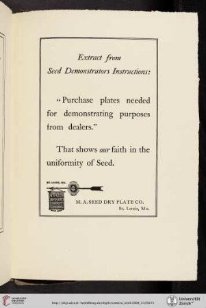 M. A. [Miles Ainscoe] Seed Dry Plate Co. [Plates]