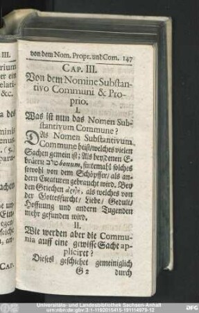 Cap. III. Von dem Nomine Substantivo Communi & Proprio.