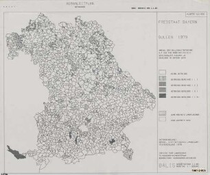 Anzahl der Bullenmastbetriebe mit 240 und mehr Bullen einschließlich Kälber je Gemeinde in Bayern 1979, Agrarleitplan, Wertungskarte