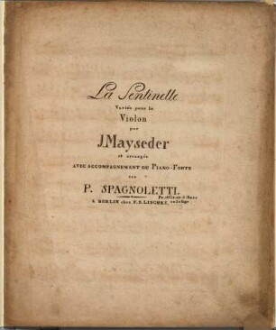 La sentinelle : variée pour le violon
