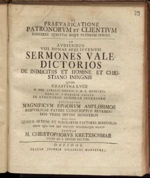 6: De Praevaricatione Patronorvm Et Clientivm Disserere Qvintvm Idqve Vltimvm Pergit.