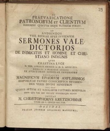 6: De Praevaricatione Patronorvm Et Clientivm Disserere Qvintvm Idqve Vltimvm Pergit.