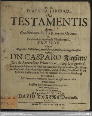 Diatriba juridica de testamentis