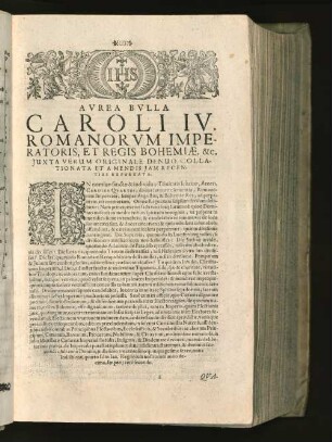 Avrea Bvlla Caroli IV. Romanorvm Imperatoris, Et Regis...