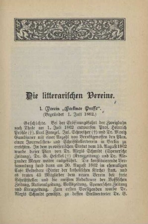 Die litterarischen Vereine