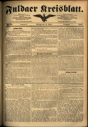 Ausgabe vom Freitag, den 19. April 1907.