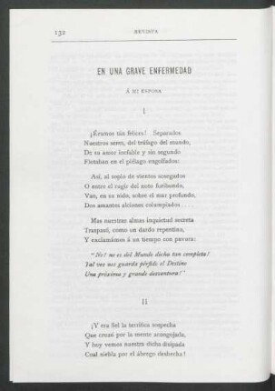 En una grave enfermedad : A mi esposa