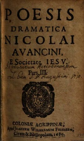 Poesis dramatica Nicolai Avancini e Soc. Jesu, 3