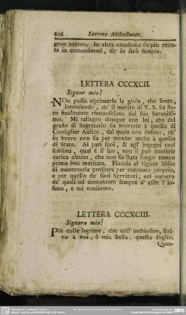 Lettera CCCXCIII. Signora mia!