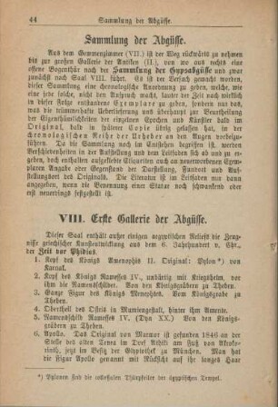 VIII. Erste Gallerie der Abgüsse.