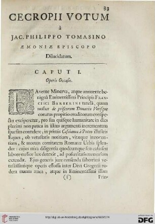 Caput I: Operis Occasio