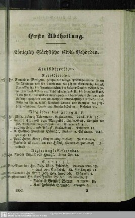 Behördenverzeichnis : Königlich Sächsische Civil-Behörden